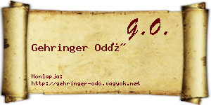 Gehringer Odó névjegykártya